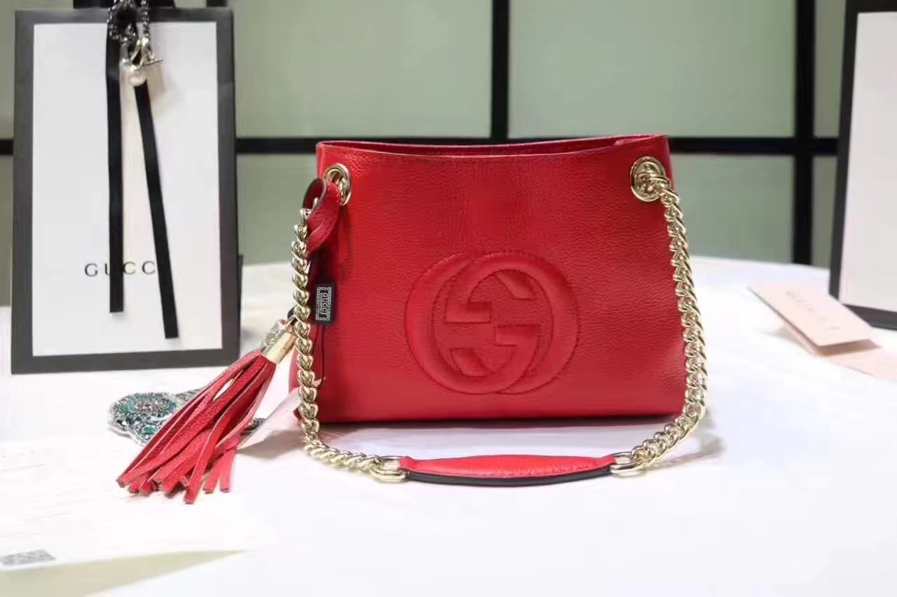 Gucci 387043 Soho Leather Shoulder Bags Red