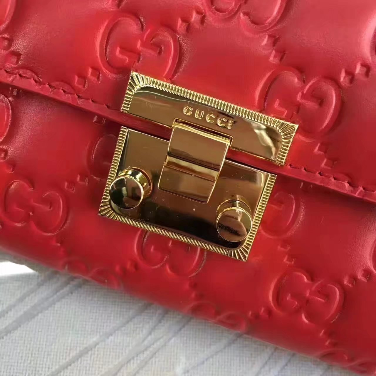 Gucci 453506 Padlock Continental Wallet Red