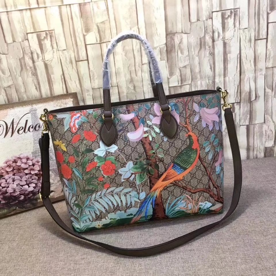 Gucci 453705 Gucci Tian Print Soft GG Tote Handbags Supreme