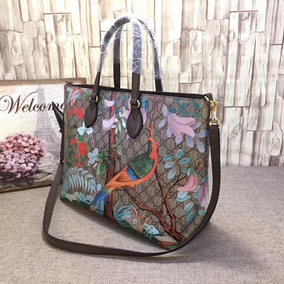 Gucci 453705 Gucci Tian Print Soft GG Tote Handbags Supreme