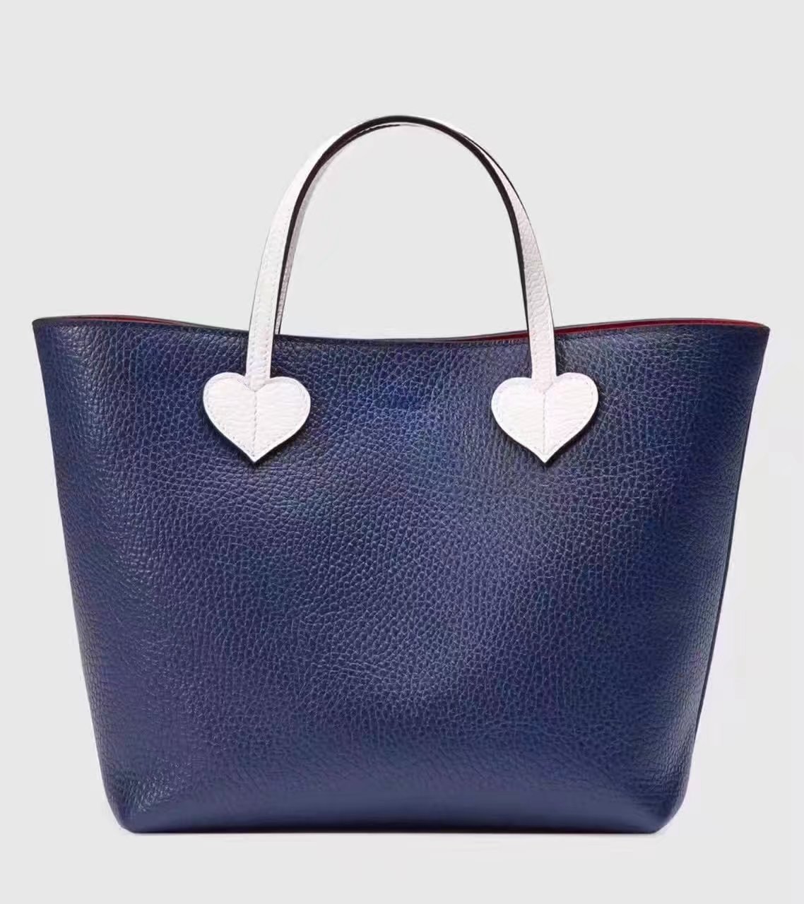 Gucci 457195 Childrens Leather Hearts Tote Bag Dark Blue