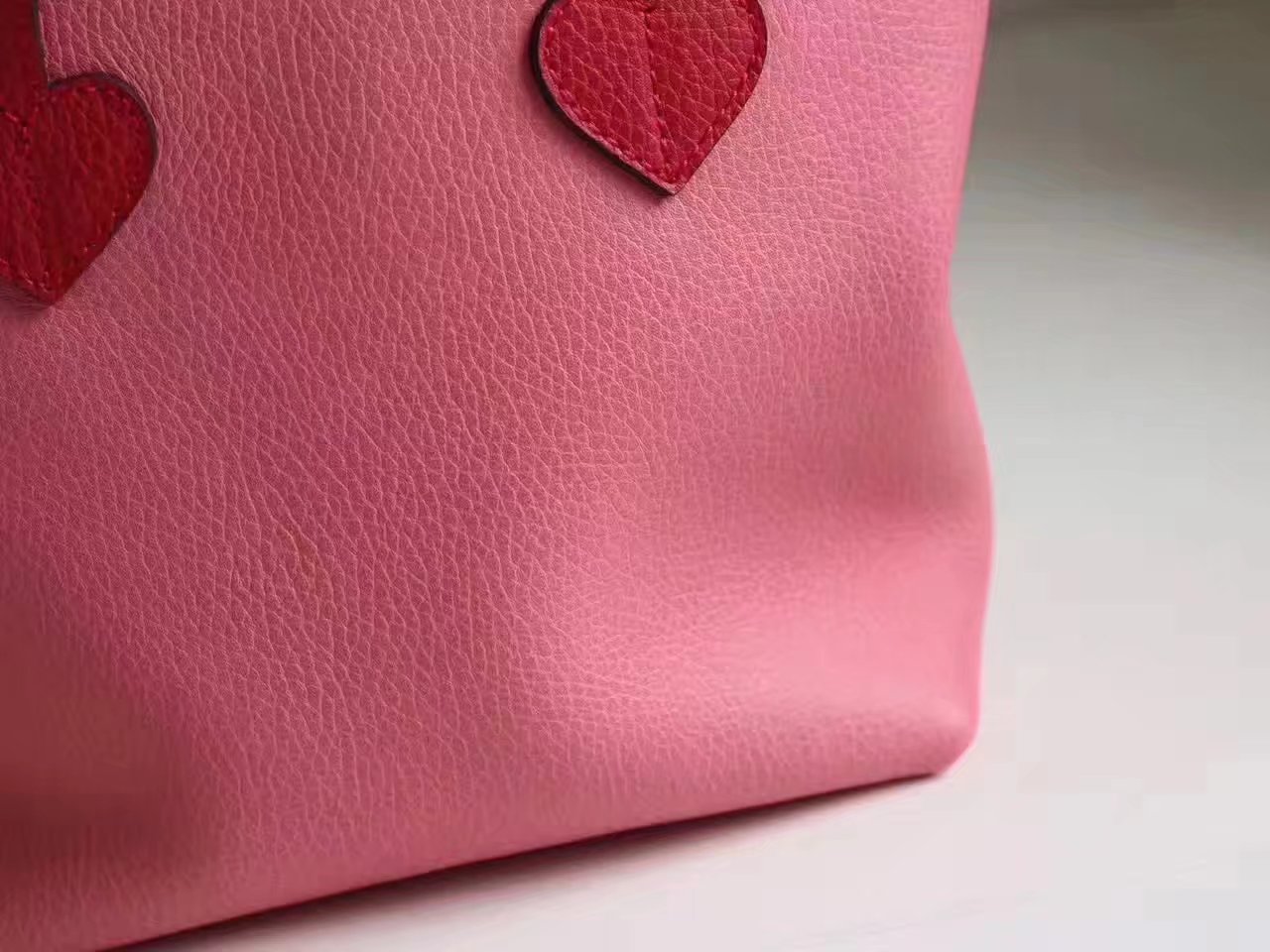 Gucci 457195 Childrens Leather Hearts Tote Bag Pink