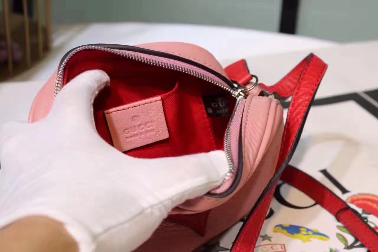 Gucci 457223 Children's Leather Heart Messenger Bags Pink