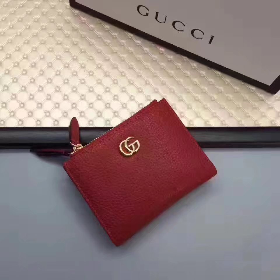 Gucci 474747 GG Leather Women Ziper Wallet Red