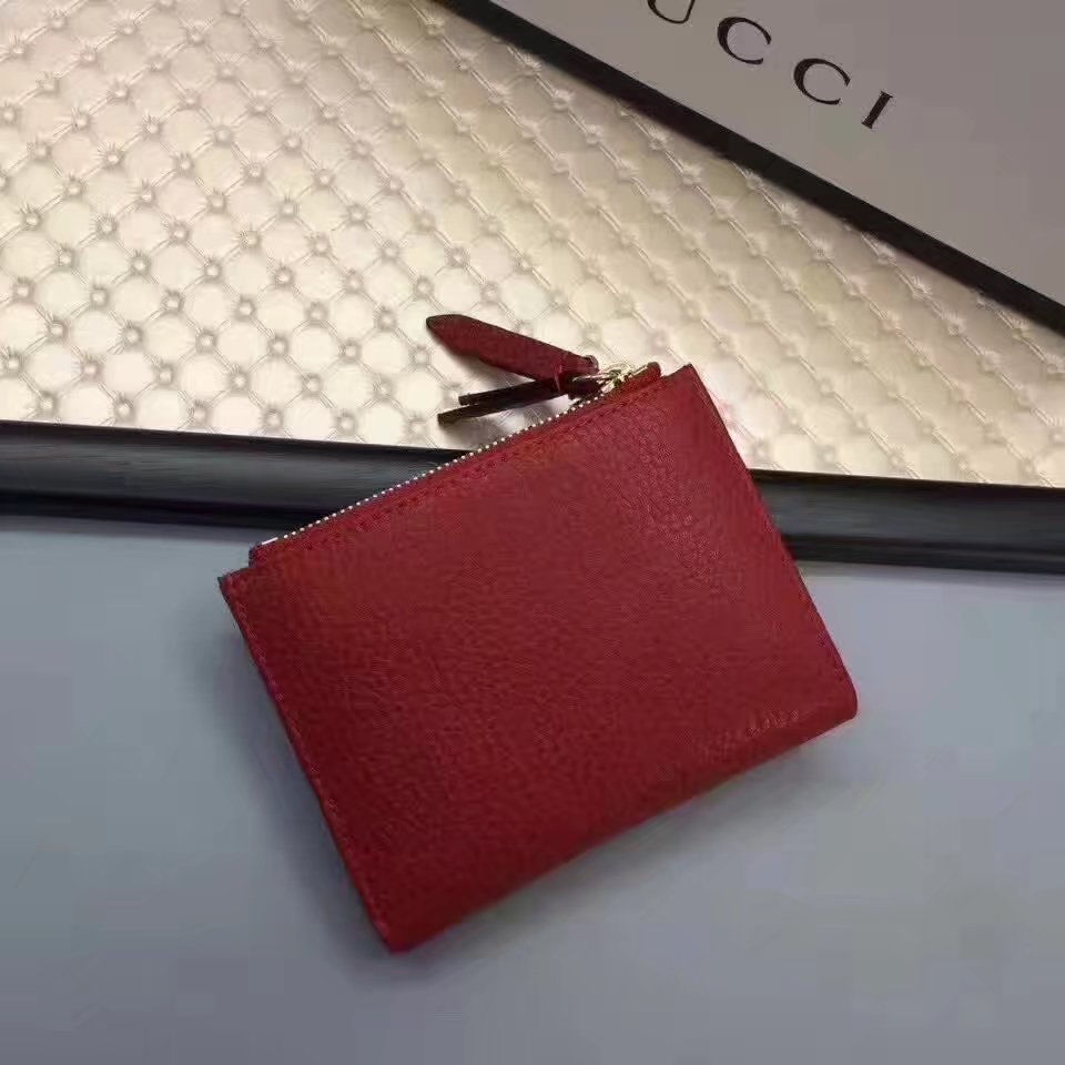 Gucci 474747 GG Leather Women Ziper Wallet Red