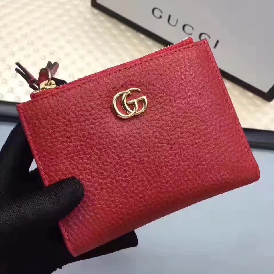 Gucci 474747 GG Leather Women Ziper Wallet Red