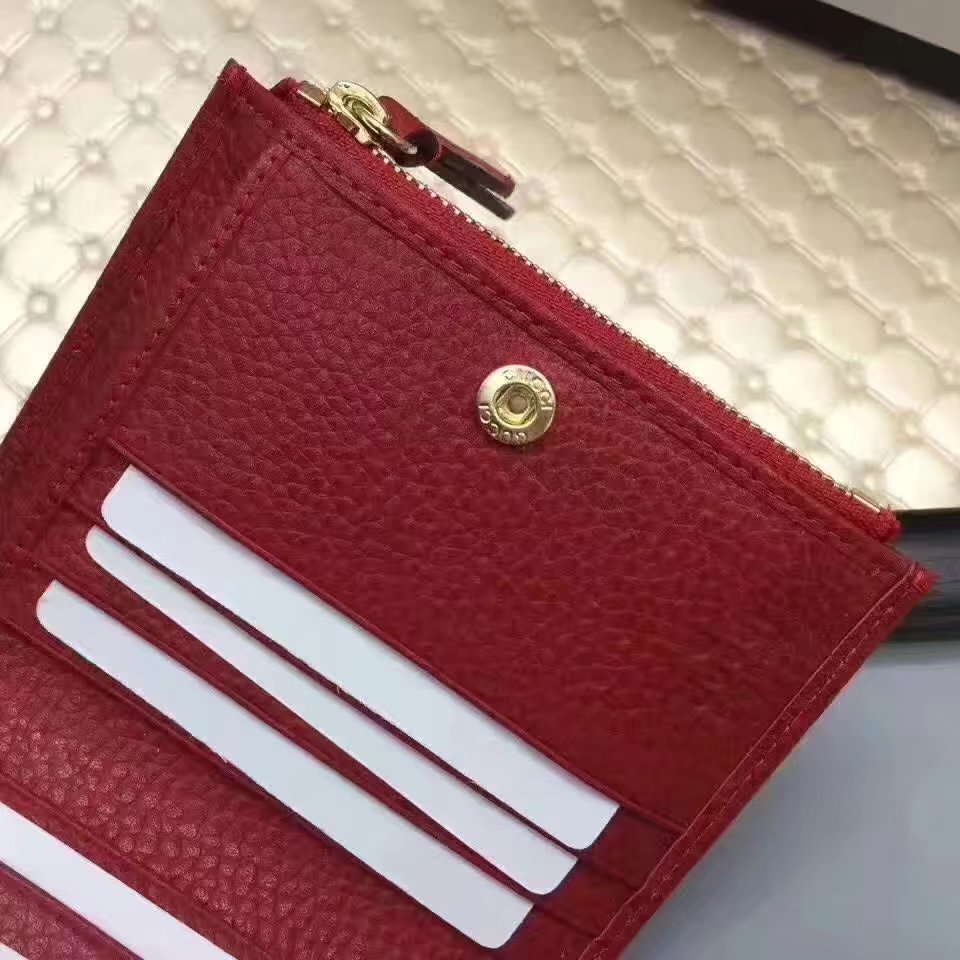 Gucci 474747 GG Leather Women Ziper Wallet Red