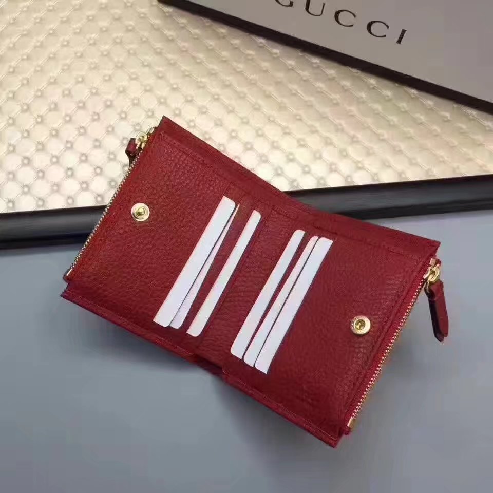 Gucci 474747 GG Leather Women Ziper Wallet Red