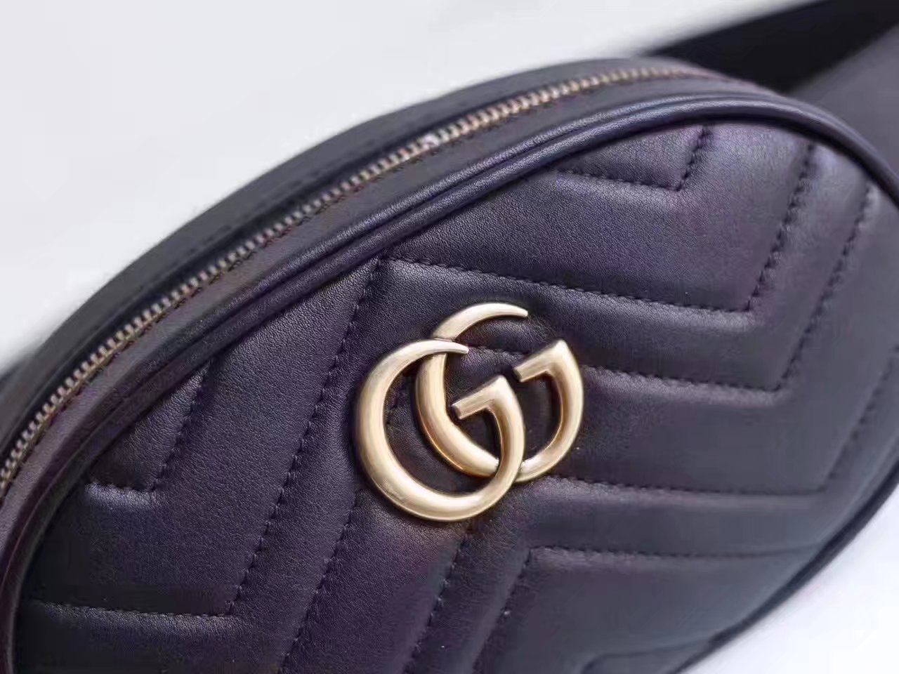 Gucci 476434 GG Marmont Matelasse Leather Belt Bag Black