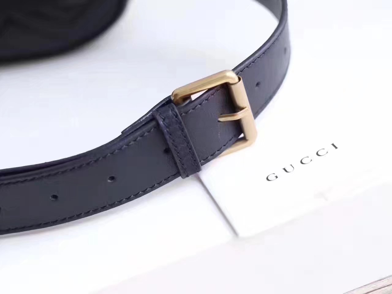 Gucci 476434 GG Marmont Matelasse Leather Belt Bag Black