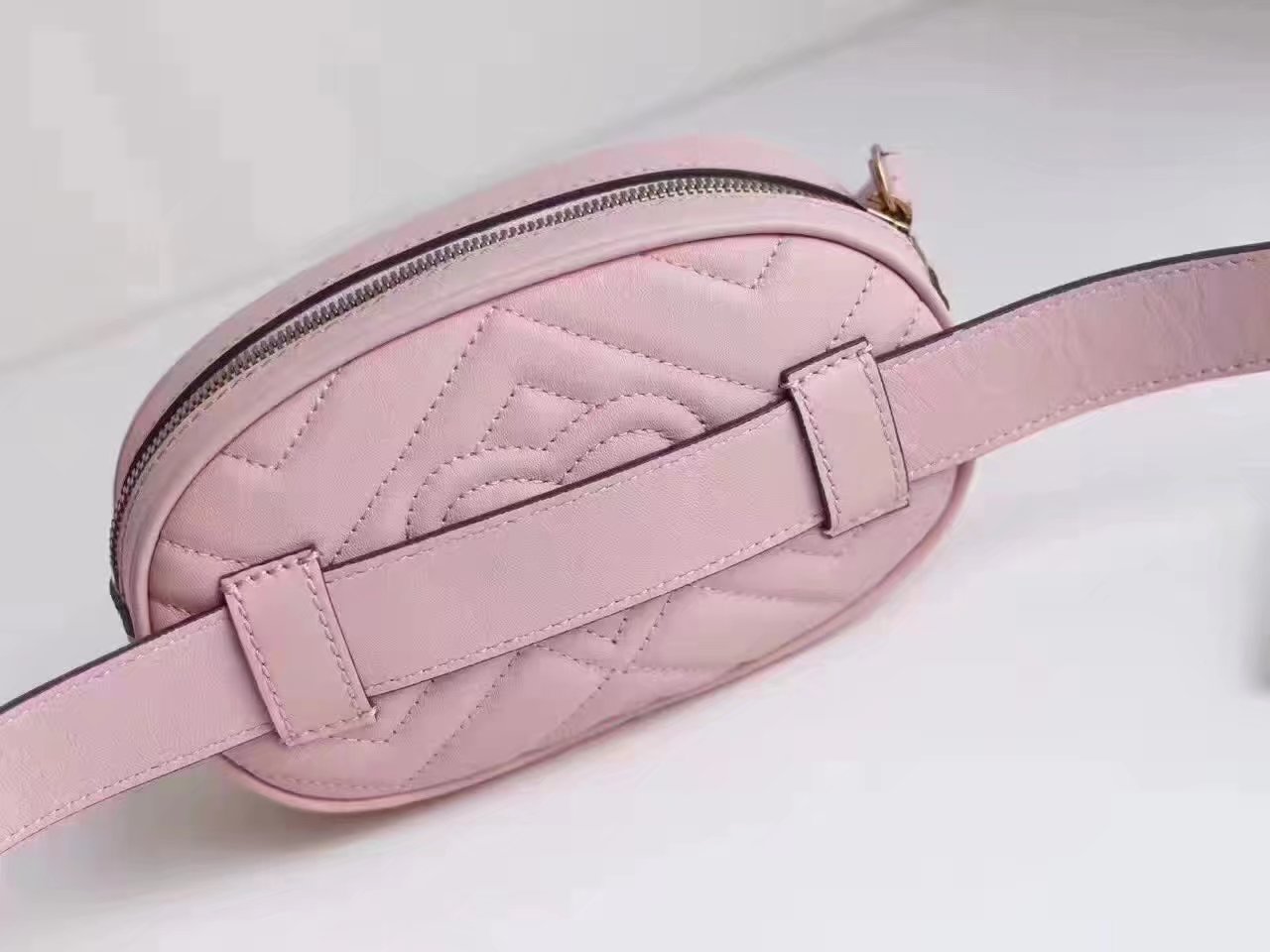 Gucci 476434 GG Marmont Matelasse Leather Belt Bag Pink