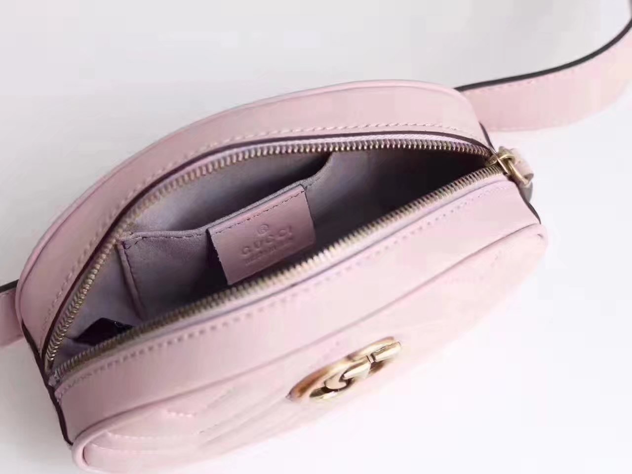 Gucci 476434 GG Marmont Matelasse Leather Belt Bag Pink