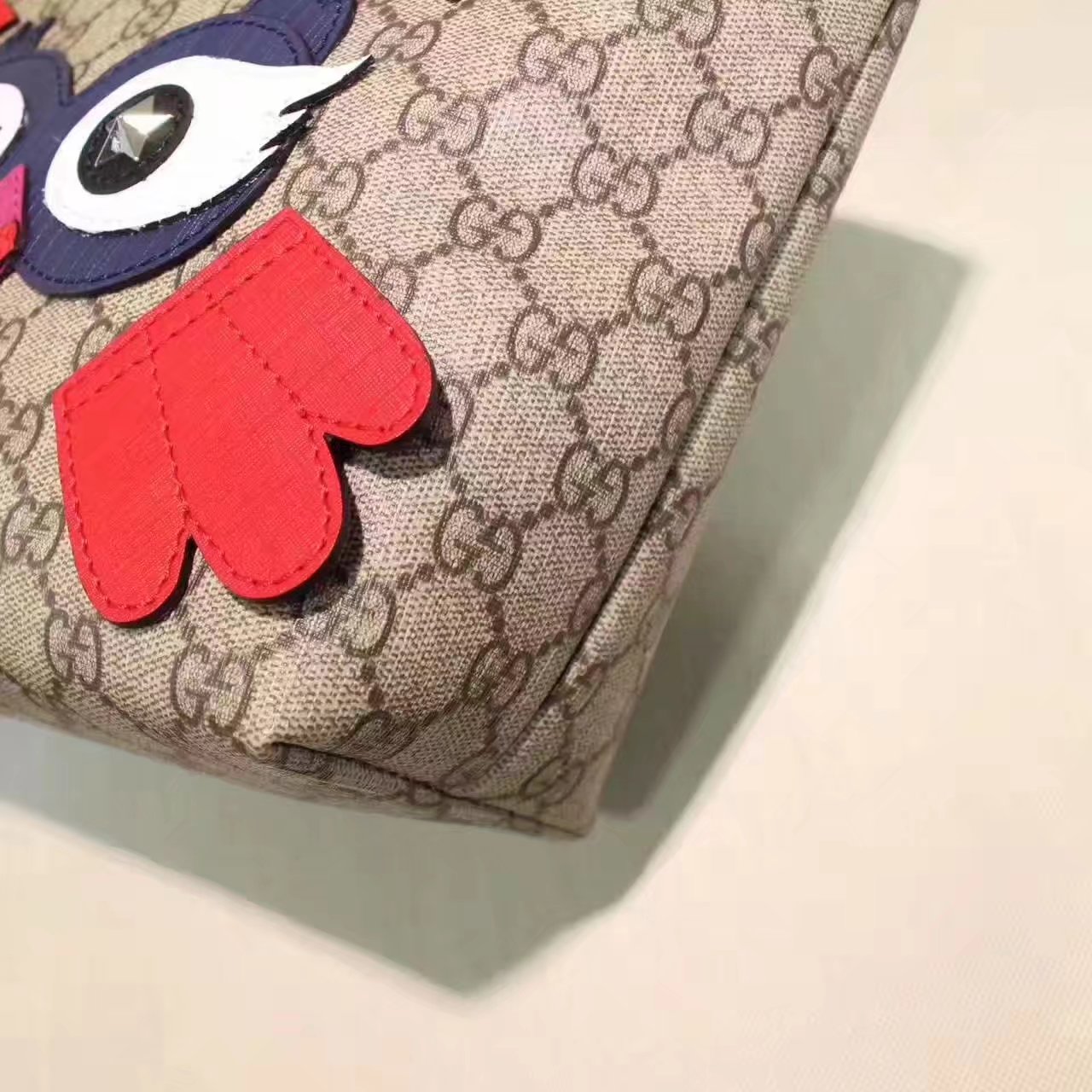 Gucci 477488 GG Supreme Childrens Owl Tote Bag Red