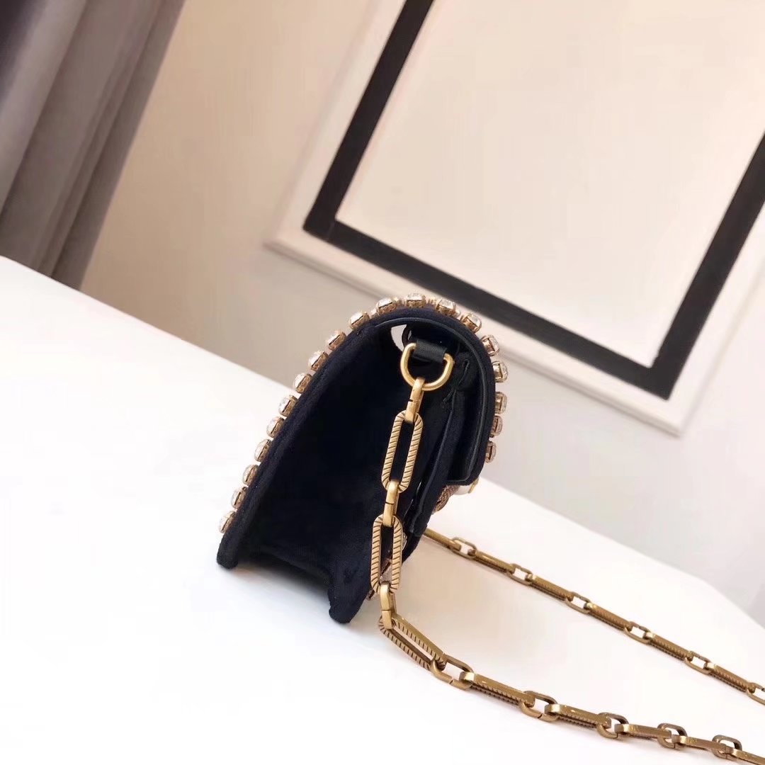 Gucci 489218 Broadway Black Velvet Mini Bag