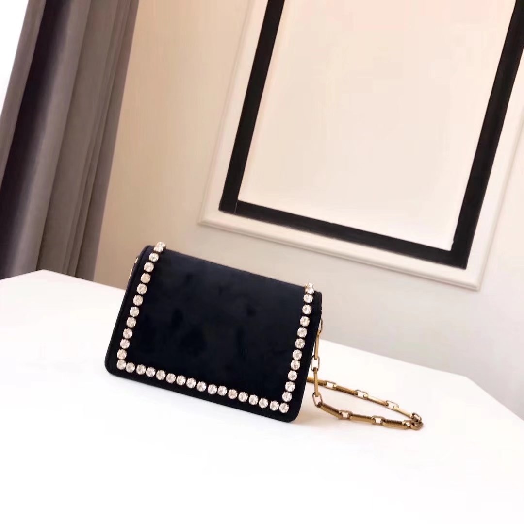 Gucci 489218 Broadway Black Velvet Mini Bag