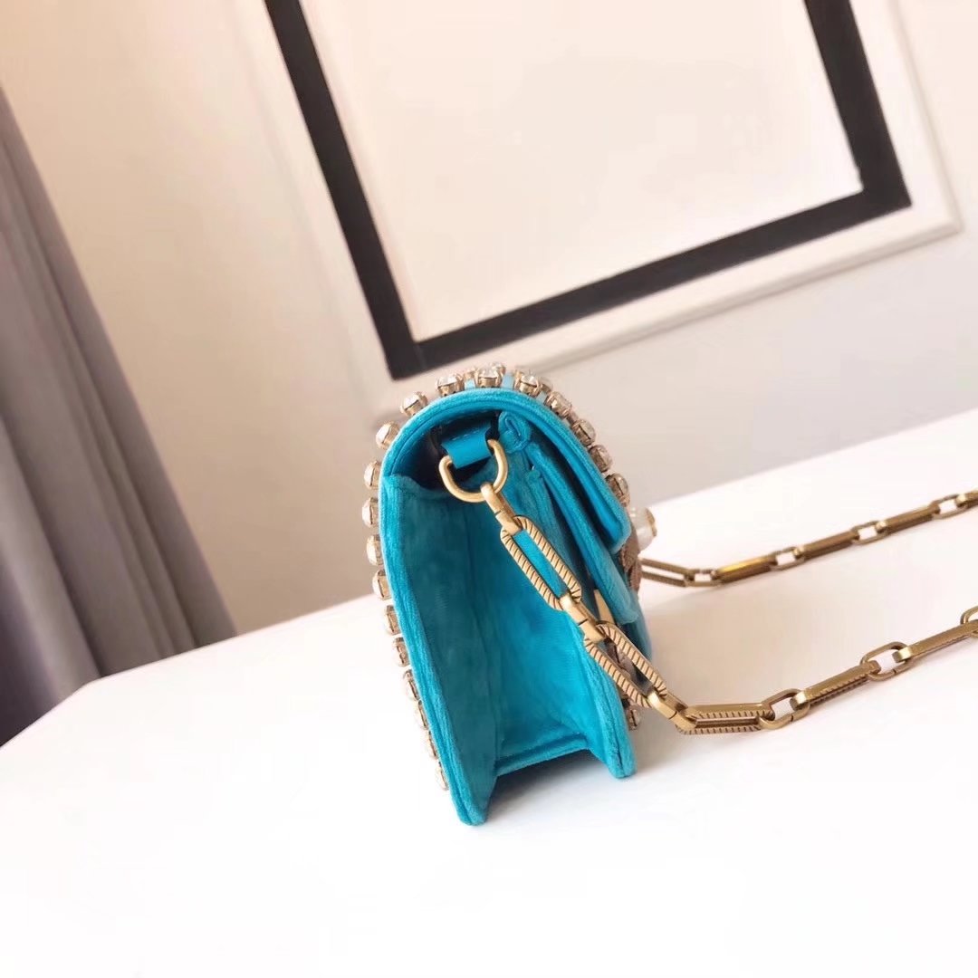 Gucci 489218 Broadway Blue Velvet Mini Bag