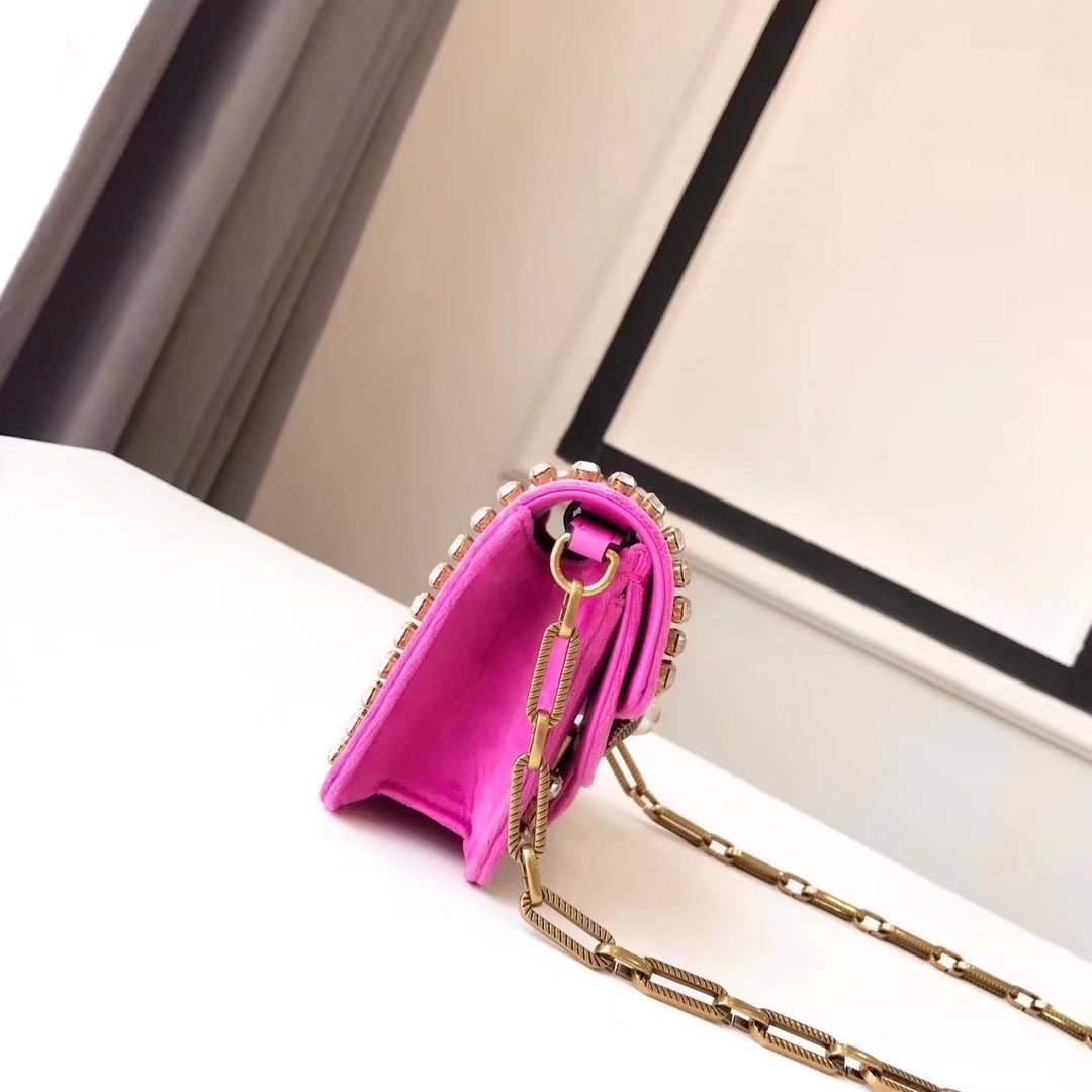 Gucci 489218 Broadway Pink Velvet Mini Bag