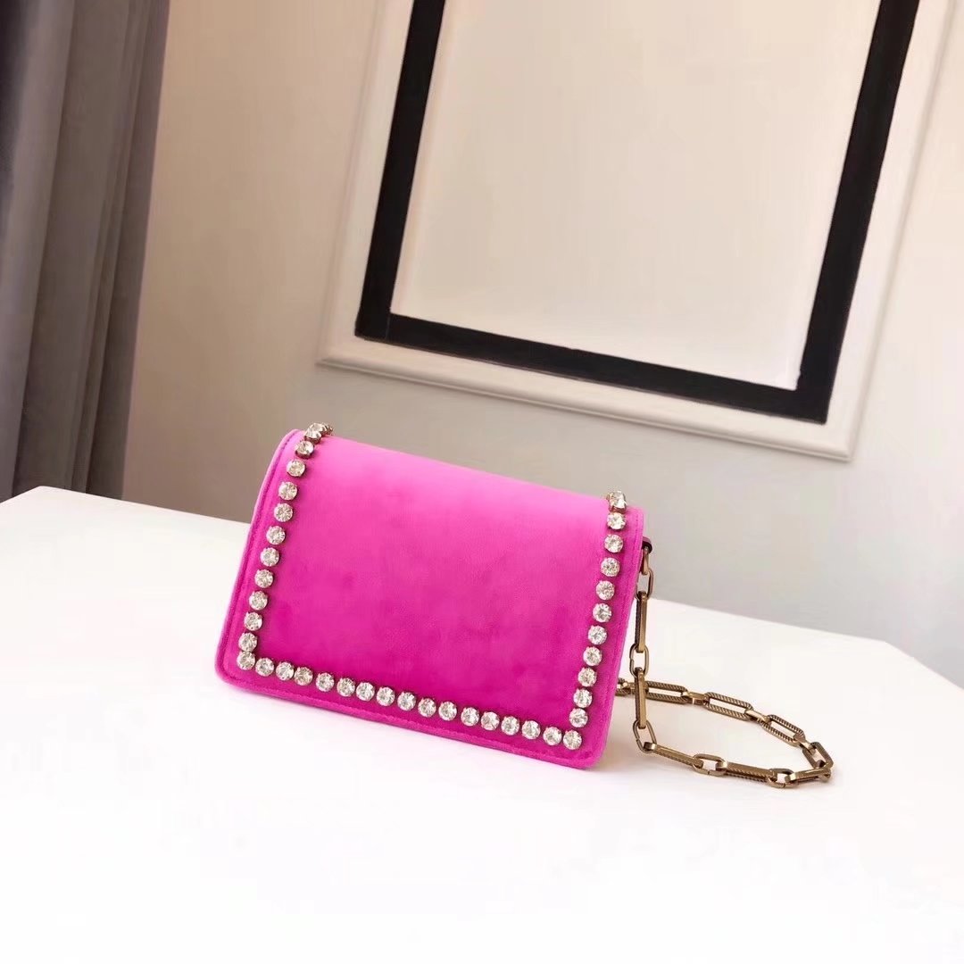 Gucci 489218 Broadway Pink Velvet Mini Bag