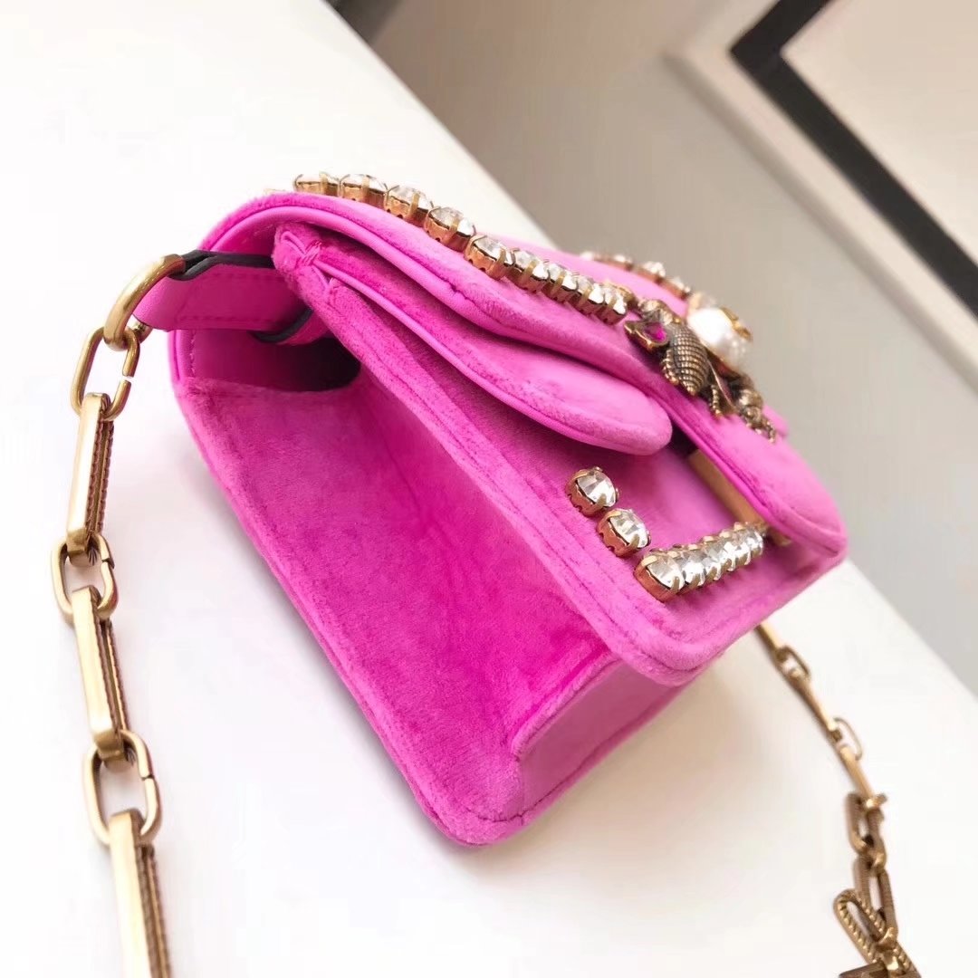 Gucci 489218 Broadway Pink Velvet Mini Bag