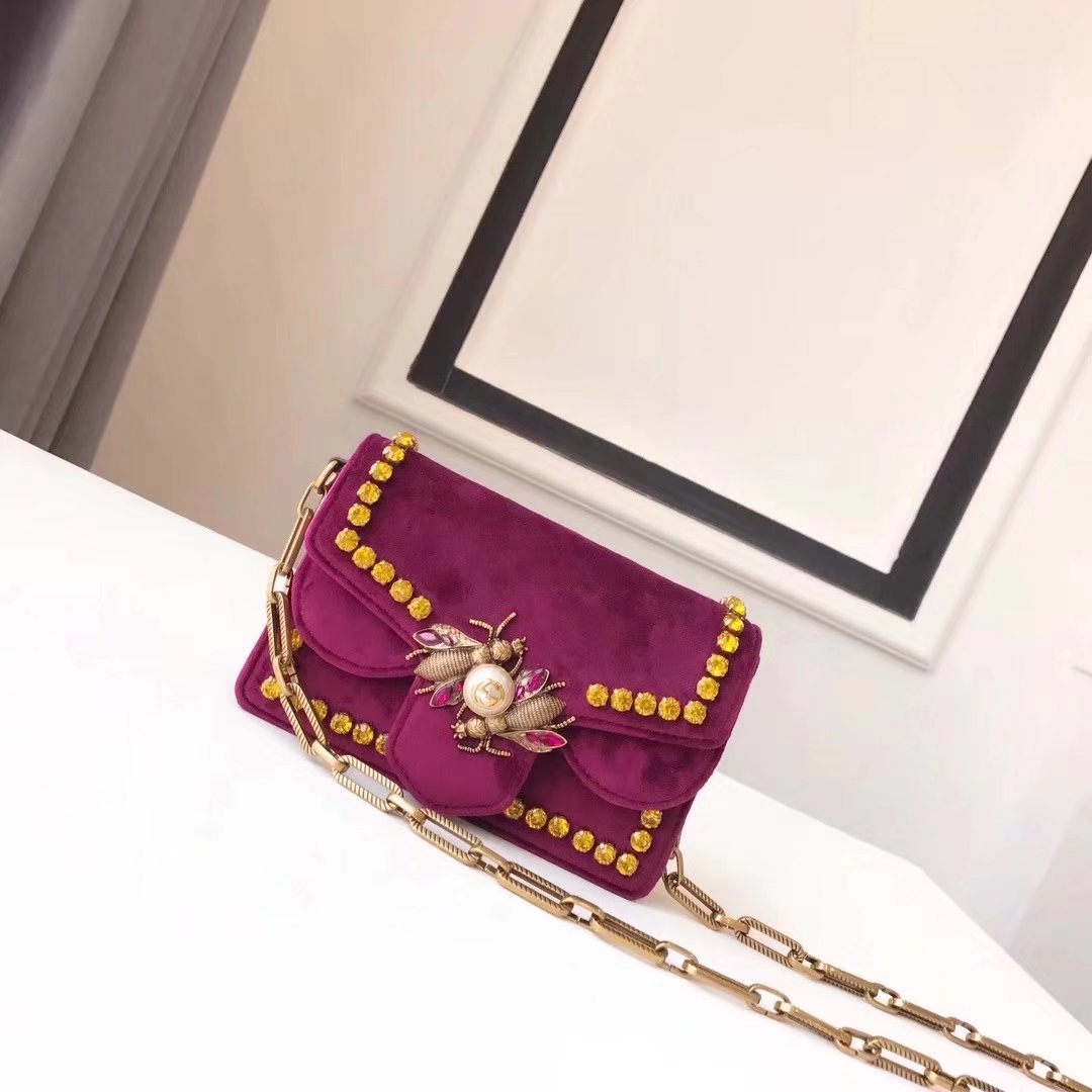 Gucci 489218 Broadway Rose Velvet Mini Bag