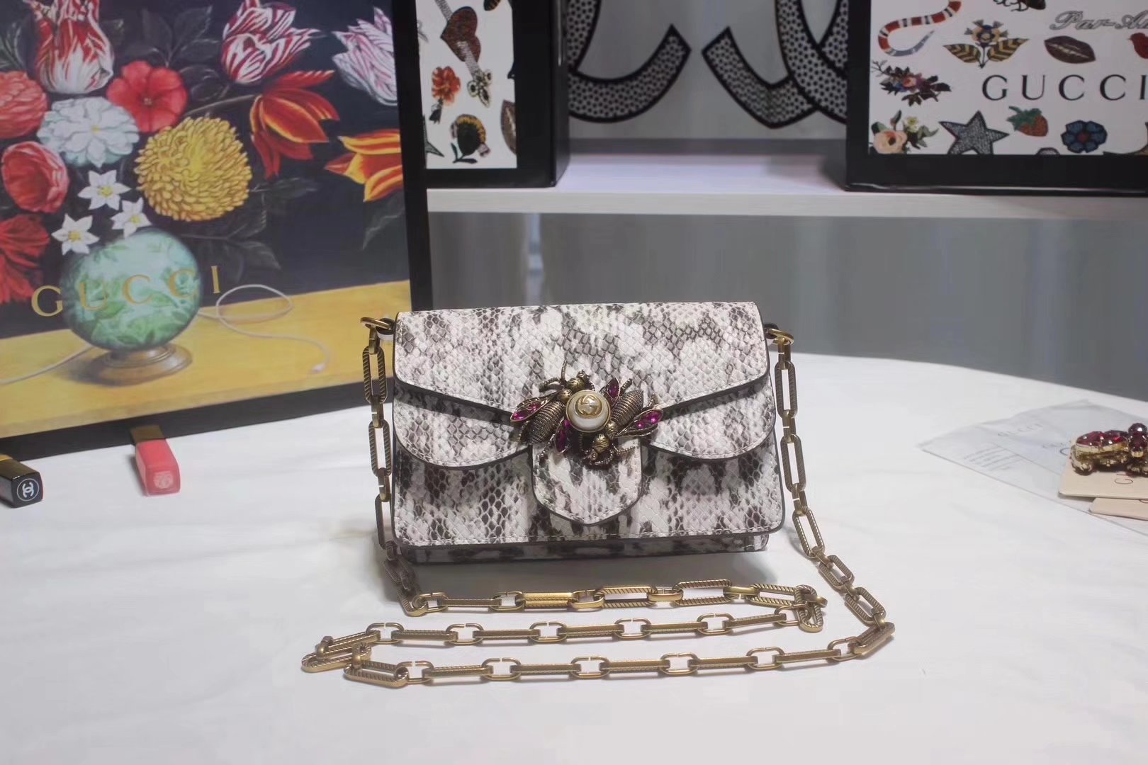 Gucci 鈥?89218 Broadway Small Snakeskin Mini Shoulder Bag