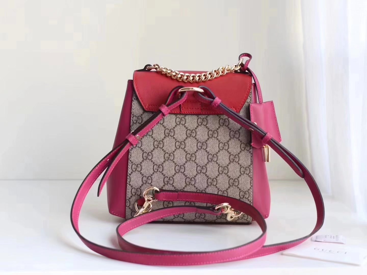 Gucci 498194 Padlock GG Supreme Women Backpack Red