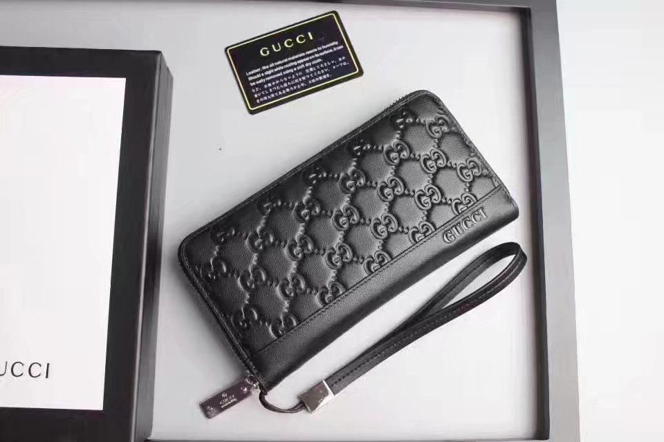 Gucci 52717 Signature Leather Men Wallet Black