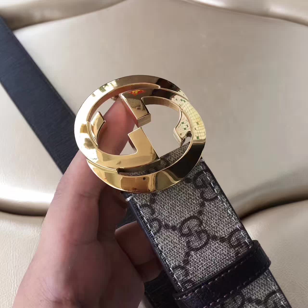 Gucci GG Supreme Leather Blet With Gold Double G Buckle 003