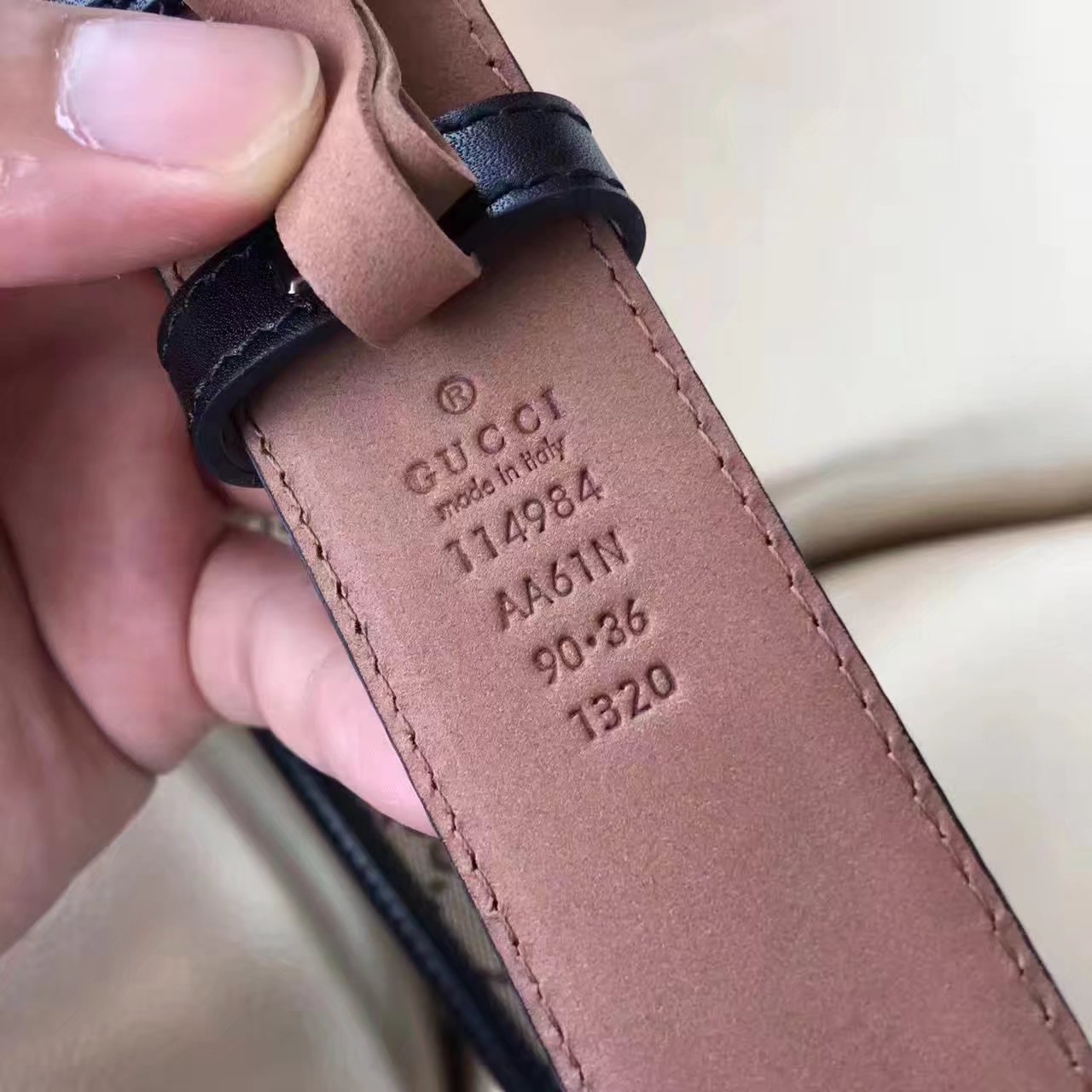 Gucci GG Supreme Leather Blet With Gold Double G Buckle