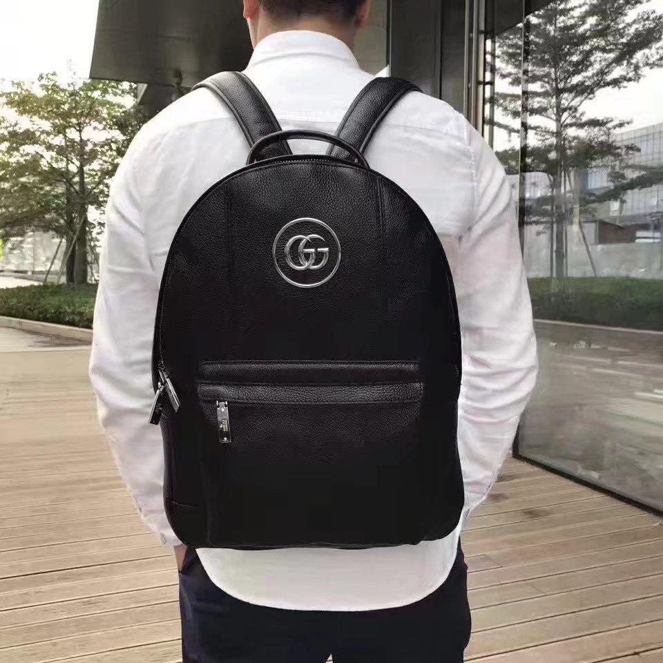 Gucci Men Leather Backpack Black