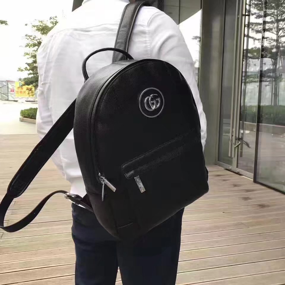 Gucci Men Leather Backpack Black