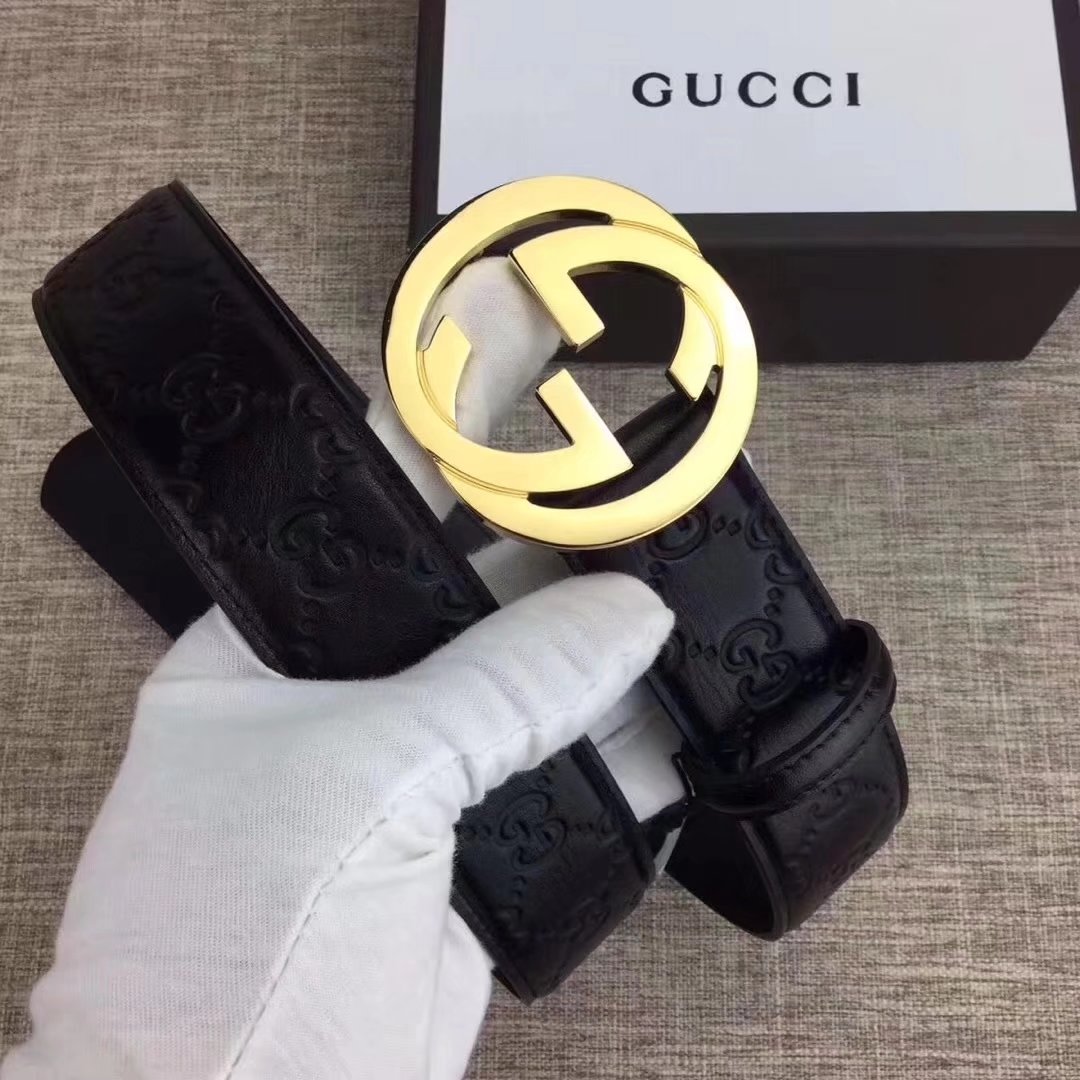 Gucci Men Leather Blet With Gold Buckle 015