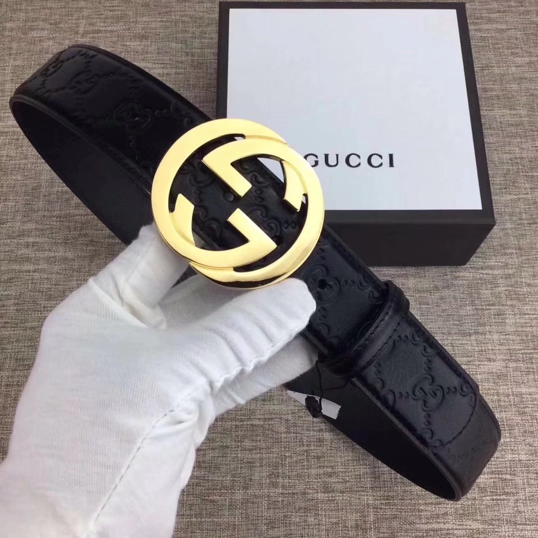 Gucci Men Leather Blet With Gold Buckle 015