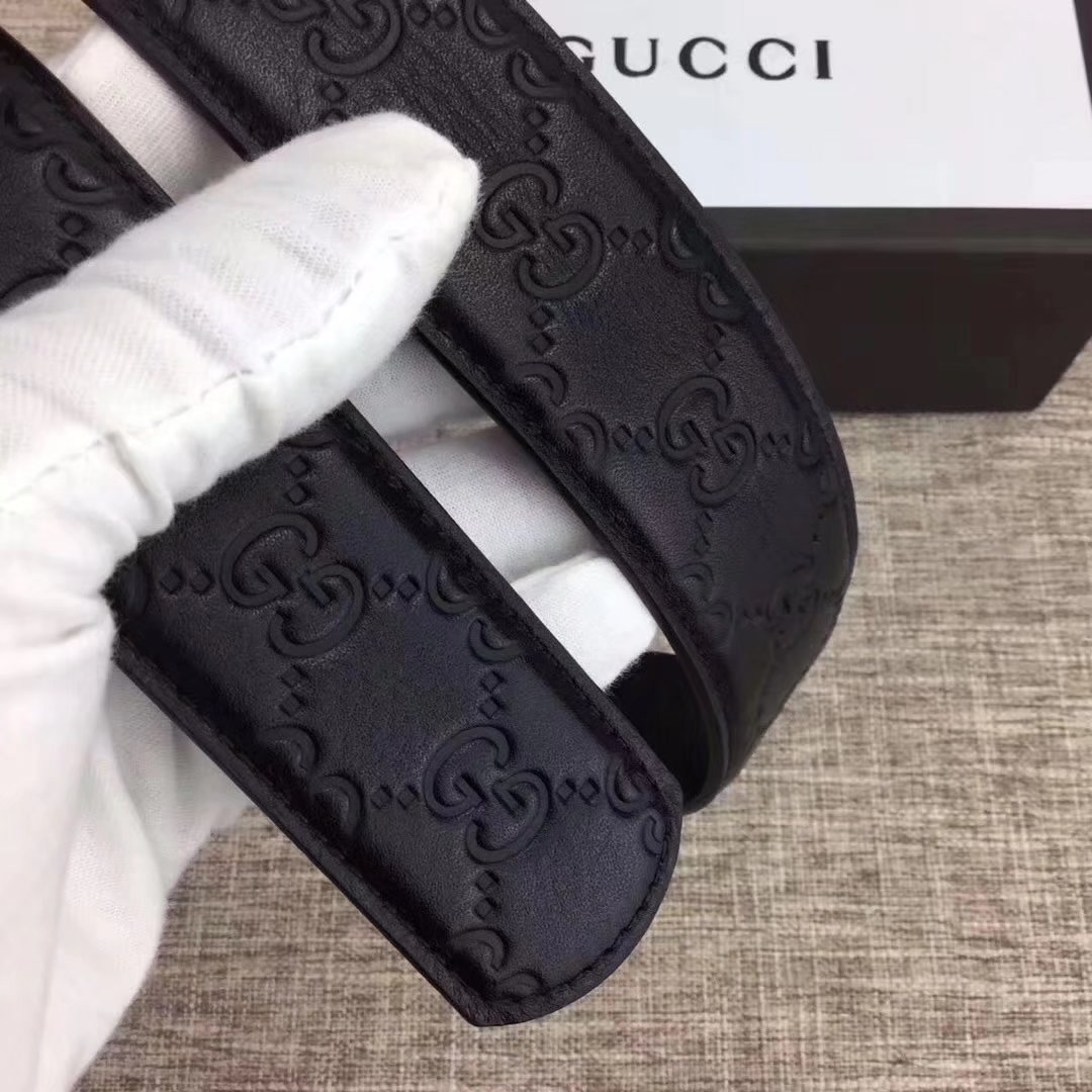 Gucci Men Leather Blet With Gold Buckle 015