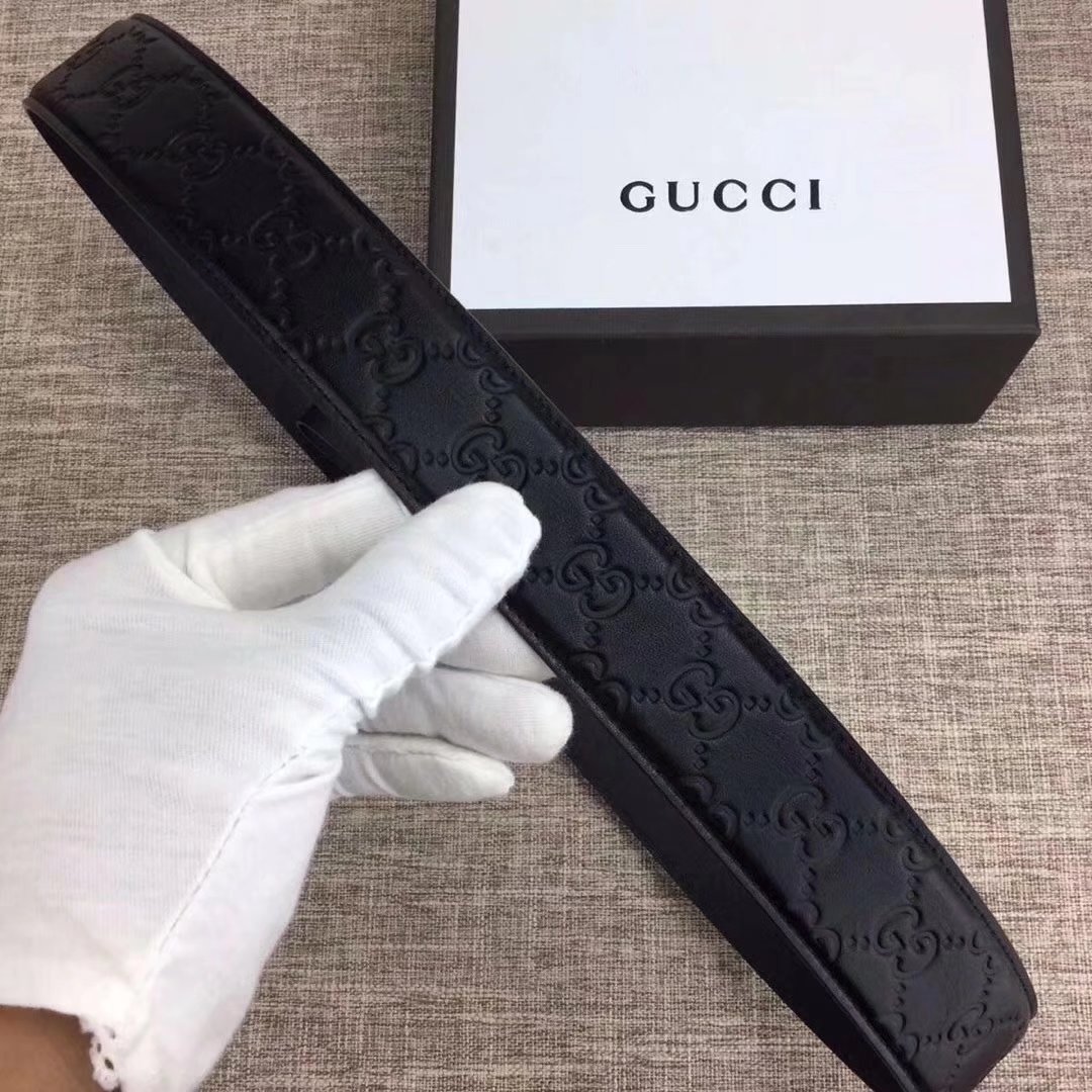 Gucci Men Leather Blet With Gold Buckle 015