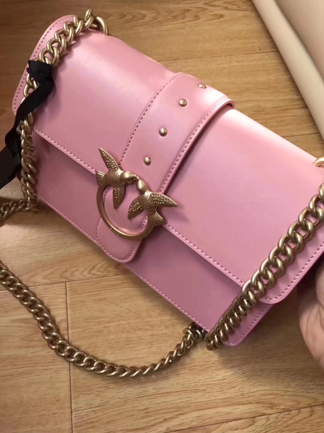 Gucci PINKO Leather Women Shoulder Bag Pink