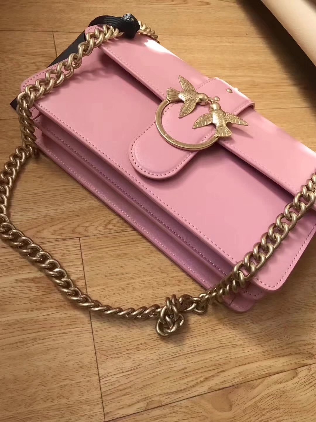 Gucci PINKO Leather Women Shoulder Bag Pink