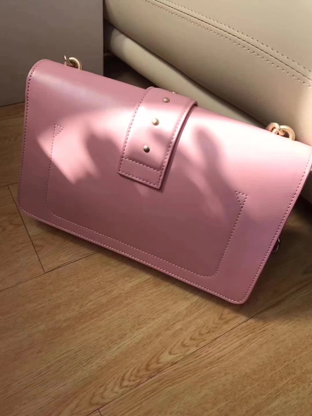 Gucci PINKO Leather Women Shoulder Bag Pink