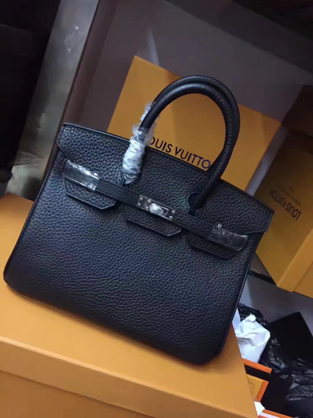 Hermes 25cm Brikin Togo Calfskin Handbag Black