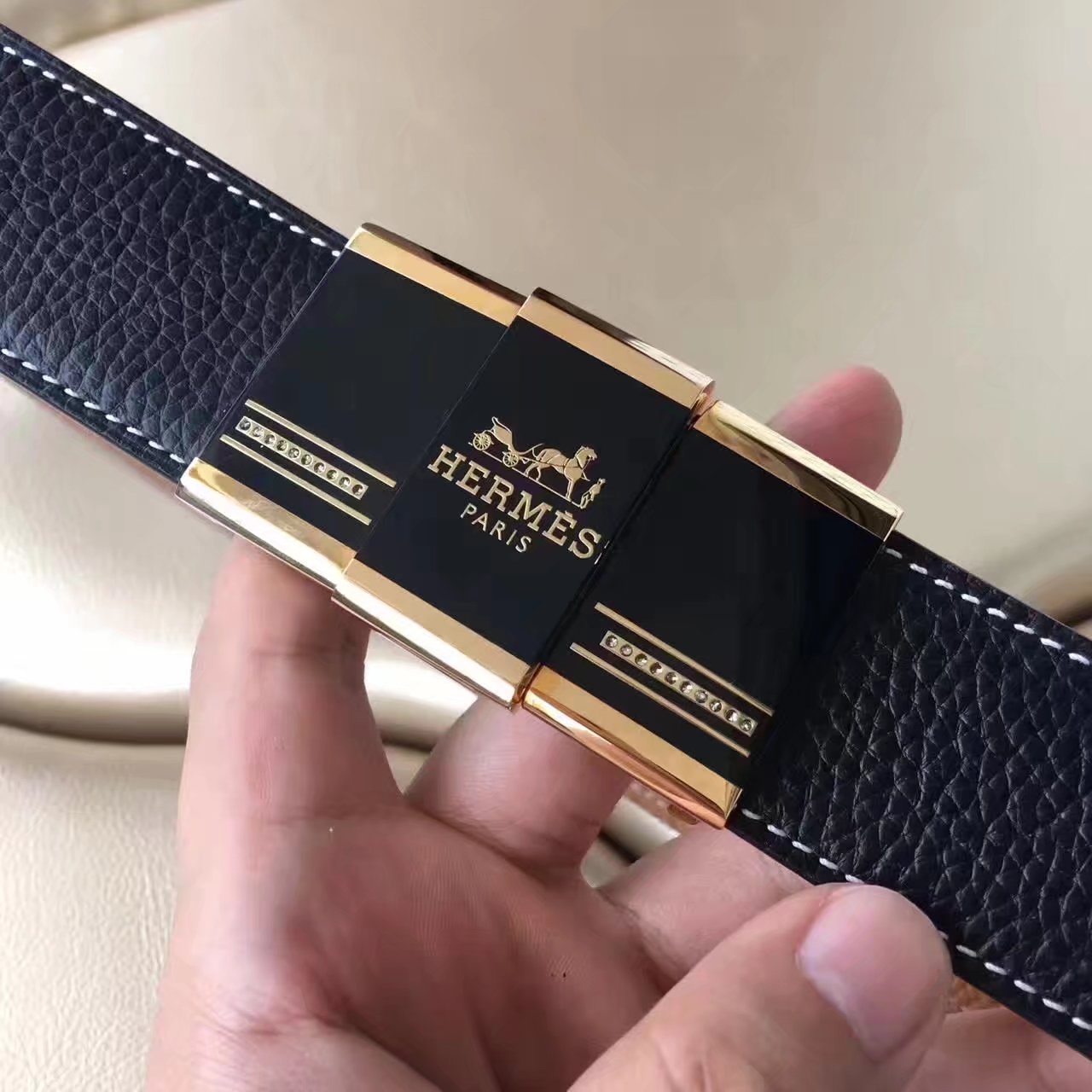 Hermes 3.8cm Men Leather Reversible Belt 013