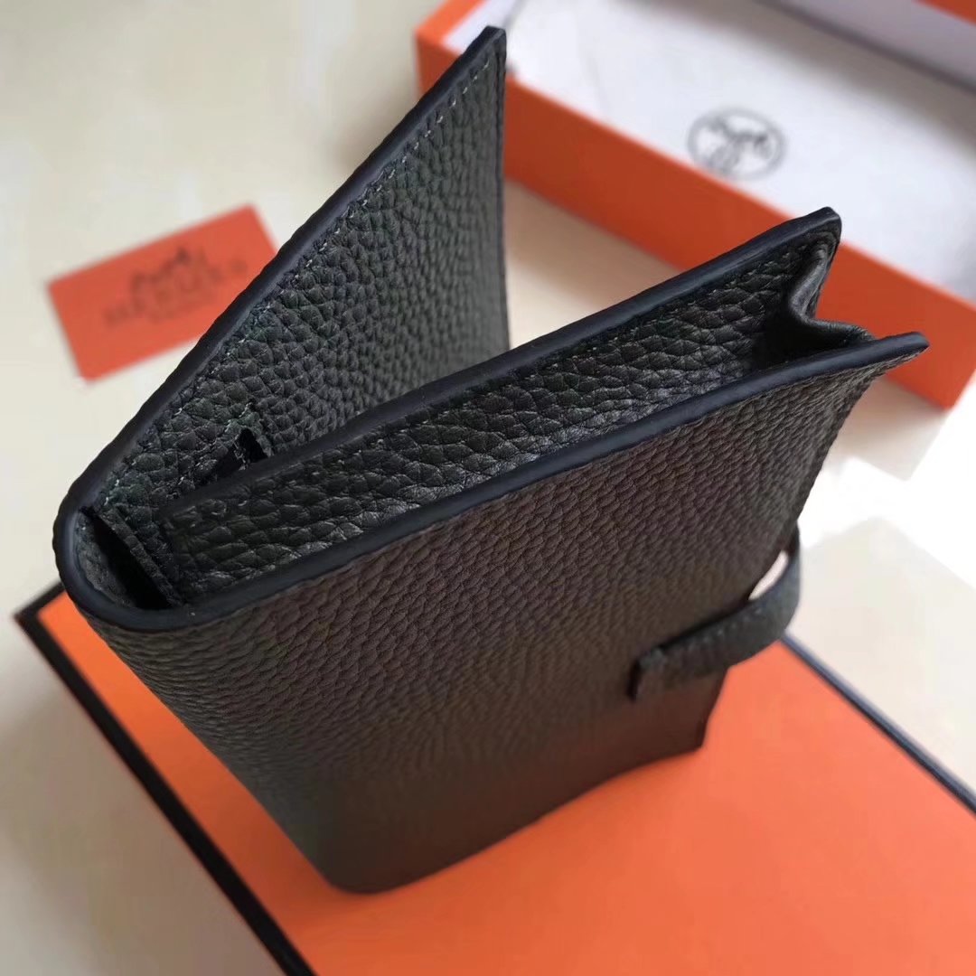 Hermes Bearn Bifold Wallet Togo Leather Black