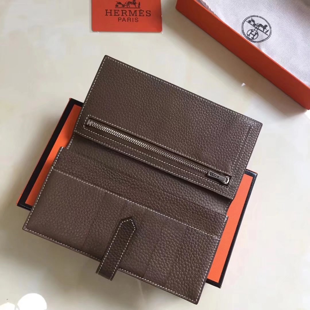 Hermes Bearn Bifold Wallet Togo Leather Khaki