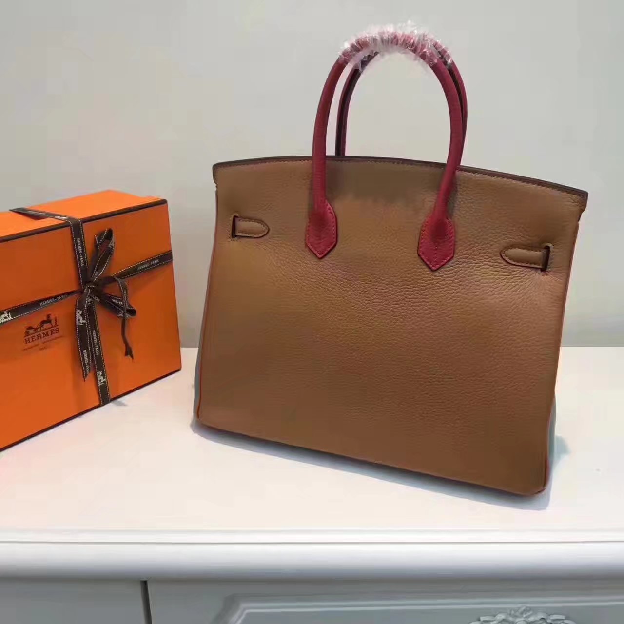 Hermes Birkin 35-30cm Bag Tri-Color Handbag Orange Gold