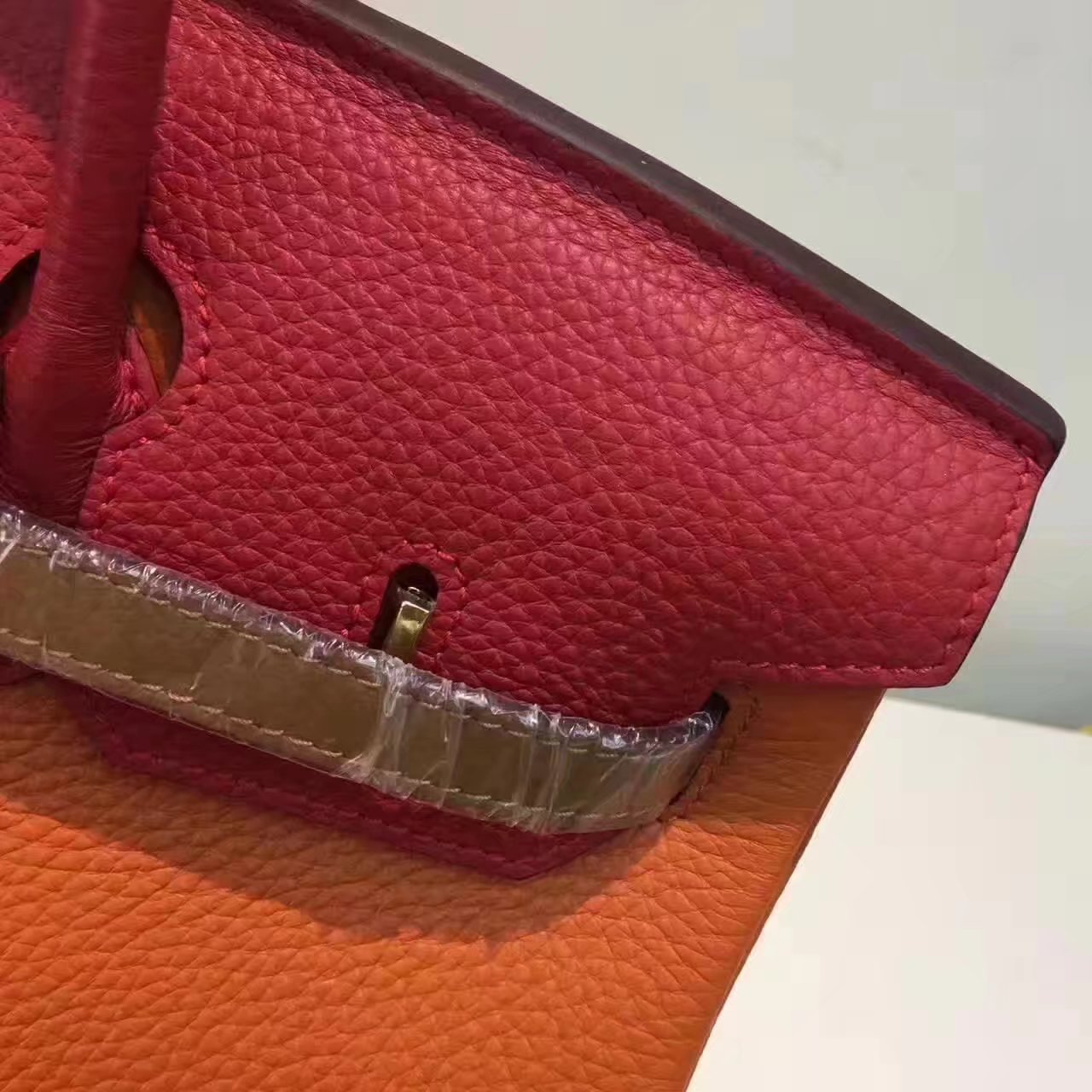 Hermes Birkin 35-30cm Bag Tri-Color Handbag Orange Gold