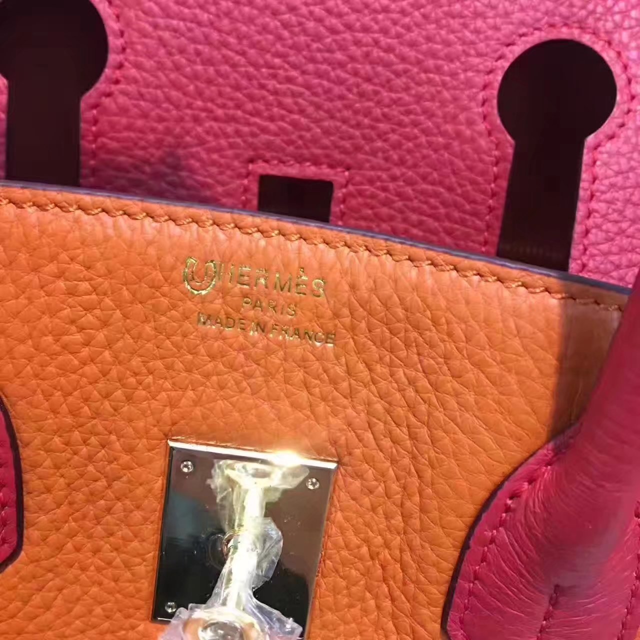 Hermes Birkin 35-30cm Bag Tri-Color Handbag Orange Gold