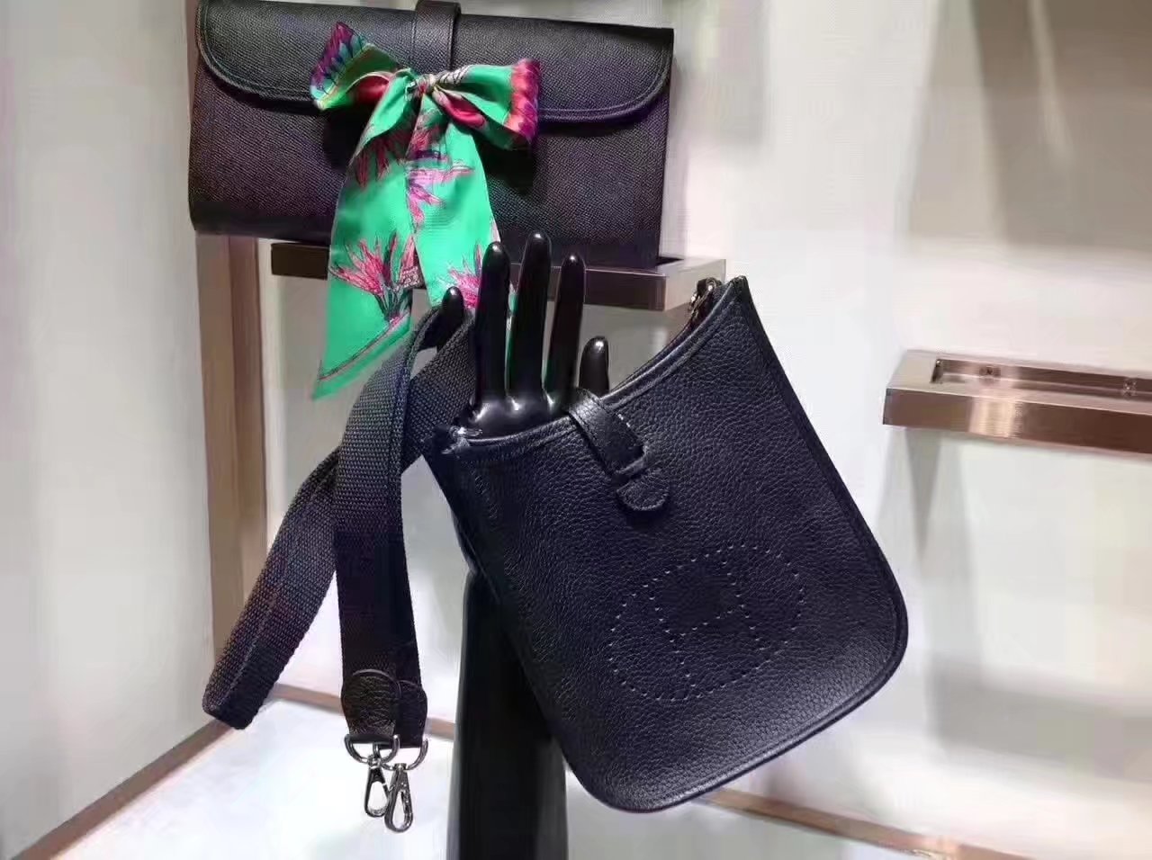 Hermes Evelyne Mini Leather Bag Black