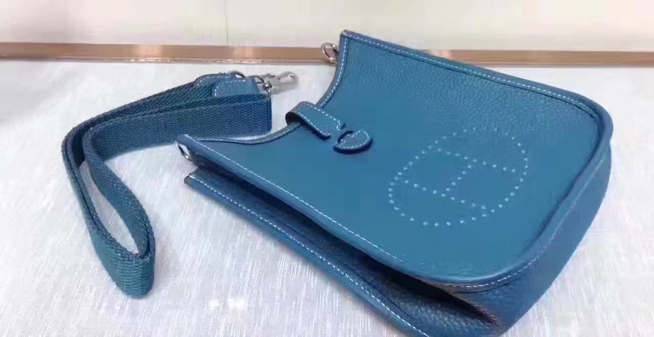 Hermes Evelyne Mini Leather Bag Blue