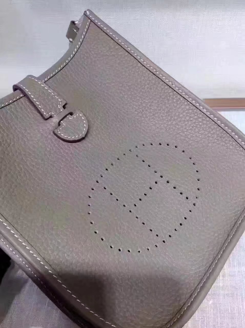 Hermes Evelyne Mini Leather Bag Grey