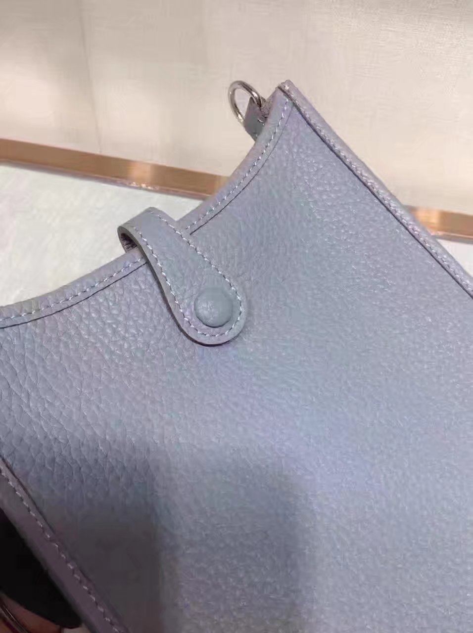 Hermes Evelyne Mini Leather Bag Light Grey