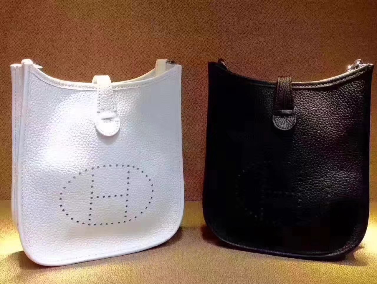 Hermes Evelyne Mini Leather Bag White